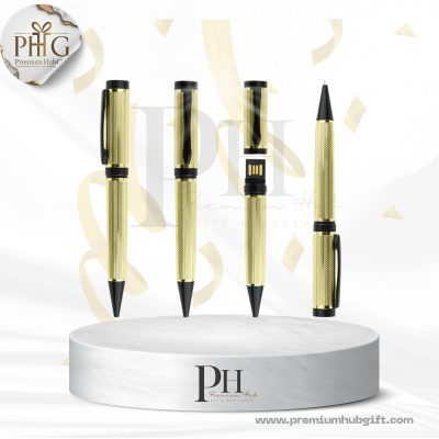 โค้ดสินค้า (SKU) PH-USB-MT-02 | แฟลชไดรฟ์โลหะปากกา USB รุ่นพรีเมียม สีทองดำ (Metal USB Pen – Gold Black Edition)